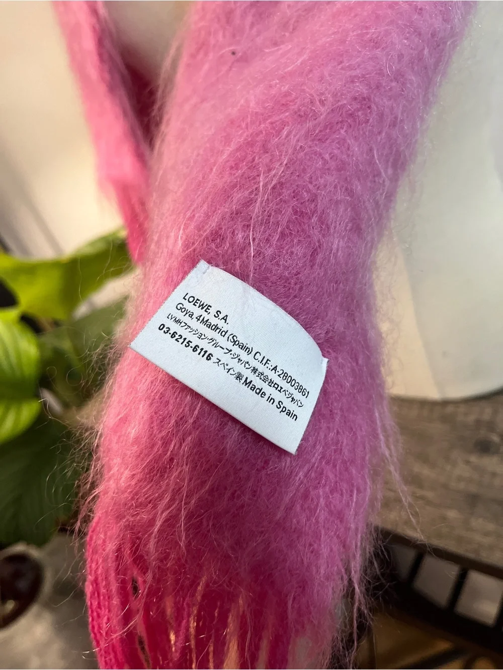 LOEWE Cozy Ombre Pink & Cream Mohair Scarf